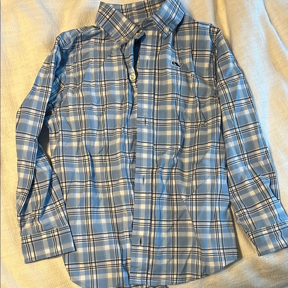 Vineyard vines performance Blue Plaid Kids Shirt
